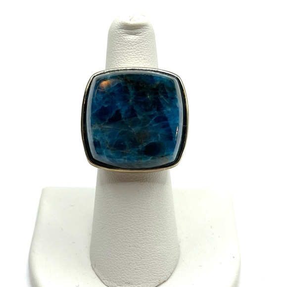 JTV Ring Blue Apatite Gemstone Rhodium Plated Sterling Silver Ring - Size 6 - Picture 3 of 15